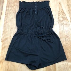 Black strapless romper